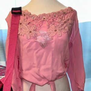 Elegant Pink Lace Blouse
